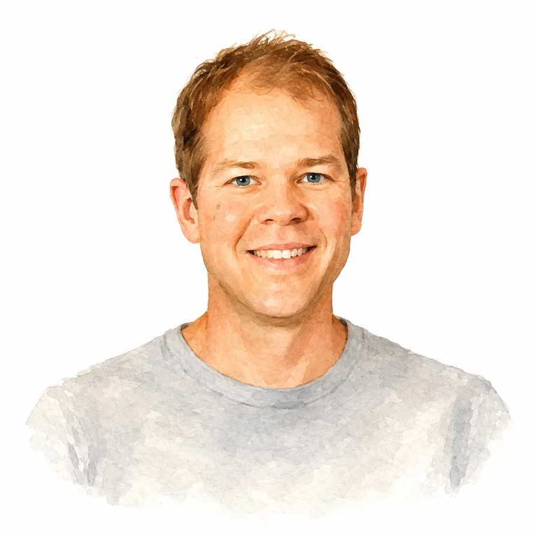 Watercolor headshot of DJ Wetzel, founder of White Oak Digital